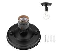 YUMILI Base de Plafonnier, E26/E27 Vintage Industriel Plafonnier Support de Base, Lampe Suspendue Douille à Vis pour Bureau Chambre Salon Hôtels(Noir)
