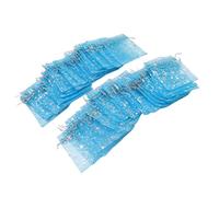 YUMILI Drawstring Sheer Mesh Bags Exquisite Star Pattern Transparent Organza Gift Bags for Wedding Church Party Favors Jewelry Pouch 50PCS 4.5 x 3.3in (Light Blue)