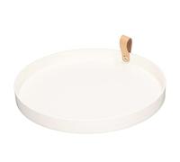 YUMILI Jewelry Dish Vanity Tray Trinket Dish White Round Simple Elegant ABS Leather Organizer for Makeup Table Tea Table Decoration 26.5cm