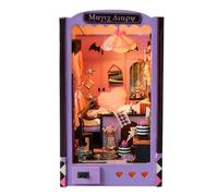 YUMILI Kit Book Nook, petit journal de sorcière, ensemble de serre-livres en bois, maison miniature, kit d'étagère, modèle lumineux 3D, kit de décoration avec vidéo, adapté pour le bureau à domicile