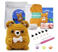 YUMILI Kit de démarrage au crochet pour débutants, ensemble de crochet pour débutants, kit de crochet d'animaux complet Amigurumi Starter Set avec tutoriels vidéo, kit de crochet DIY pour enfants et