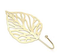 YUMILI Metal Hook Creative Mini Hanger Golden Leaf Shaped Functional Stylish Convenient for Closet Door Bathroom Kitchen Bedroom Iron Satin Gold (Doré B)