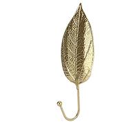 YUMILI Metal Hook Creative Mini Hanger Golden Leaf Shaped Functional Stylish Convenient for Closet Door Bathroom Kitchen Bedroom Iron Satin Gold (Doré F)
