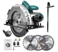 YUMILI Scie Circulaire 1200W, Petite Scie Circulaire 5200 RPM, Profondeur Coupe max. 60 mm (90°) - 45 mm (45°), Lames Carbure 185 mm 24/40/60 dents, Vitesse Variable pour Bois, Métal Tendre, Plastique