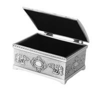 YUMILI Vintage Jewelry Box Hand Carved Metal Pattern Small Antique Jewelry Organizer