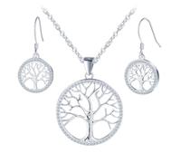 Yumilok 925 arbre d'argent sterling de la vie pendentif collier zirconie arbre de la vie boucles d'oreilles pour les femmes 925 ensembles d'argent sterling