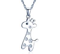 Yumilok Argent/or rose - Argent sterling 925 - Oxyde de zirconium - Girafe - Veau de cerf - Collier avec pendentif pour femmes, enfants, amateurs de cerfs, Argent sterling, Zircone cubique