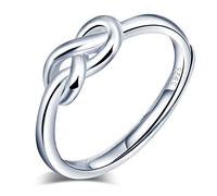 Yumilok Bague femme fille en argent 925, bague ouverte symbole infini, le nœud d'amour, taille ajustable, Cadeau de Noël anniversaire, Taille appropriée: 49-57