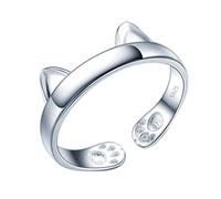 Yumilok Bague Réglable Mignonne en Argent 925 Anneau de Fiançailles Ouvert pour Femme et Fille Noël et Anniversaire