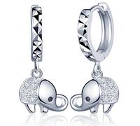 Yumilok Boucle/bague d'oreille pendu en argent 925 et l'acorite pour fille l'éléphant à la forme élégante