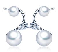 Yumilok Boucle/clou d'oreille de perle en argent 925 orné l'acorite pour femme une paire de perles rondes à la forme élégante