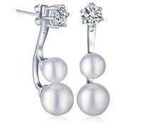 Yumilok Boucle/clou d'oreille de perle et d'acorite en argent 925 multi-façon de port une paire de perles rondes