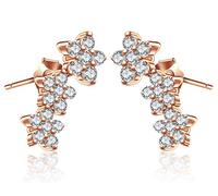 Yumilok Boucle/clou d'oreille en argent 925 orné cristal pour femme la fleur à la forme d'étoile élégante couleur d'or rose