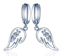 Yumilok Boucle/clou d'oreille en argent 925 orné l'acorite pour femme la jolie aile à la forme élégante