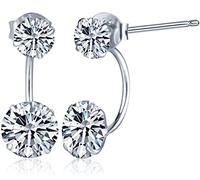 Yumilok Boucle/clou d'oreille en argent 925 plaqué rhodium et zircon multi-façon de port pour femme la goutte à la forme demi-cercle
