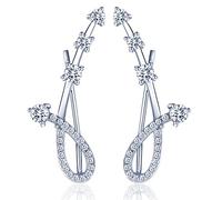 Yumilok Boucle/clou d'oreille en argent 925 plaqué rhodium et zircon pour femme l'étoile filante à la forme élégante