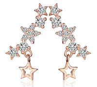 Yumilok Boucle/clou d'oreille pendu en argent 925 et l'acorite pour femme l'étoile à la forme élégante or rose