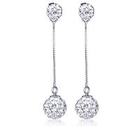Yumilok Boucle/clou d'oreille pendu en argent 925 plaqué rhodium et diamant multi-façon de port pour femme la goutte élégante