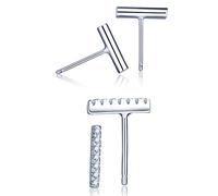 Yumilok Boucle d'oreille de femme fille en argent 925 orné zircon le style de baguette simple élégant(2 paires différents)