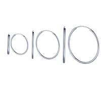 Yumilok Boucles d'oreilles Créoles femme en argent sterling 925, Poli Rond anneaux bague d'oreille, Cadeau Anniversaire Noël(3 paires au total)