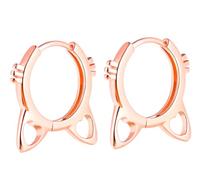 Yumilok Boucles d'oreilles en Argent 925 Femmes Filles Bagues d'oreilles en Forme de Chat Mignon Créoles Créatives de Diamètre de 1cm Couleur d'or rose