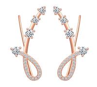 Yumilok Boucles d'oreilles étoile pour femme fille, en 925 argent plaqué platine, Clip d'oreille zircon, Boucles d'oreilles grimpantes, Cadeau de Noël anniversaire