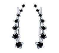 Yumilok Boucles d'oreilles femme en argent sterling 925, Boucles d'oreilles Crochet Clips cristal strass, Cadeau Anniversaire Noël