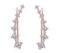 Yumilok Boucles d'oreilles femme en argent sterling 925, Boucles d'oreilles Crochet Clips cristal strass, Cadeau Anniversaire Noël