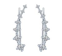 Yumilok Boucles d'oreilles femme en argent sterling 925, Boucles d'oreilles Crochet Clips cristal strass, Cadeau Anniversaire Noël