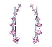 Yumilok Boucles d'oreilles femme en argent sterling 925, Boucles d'oreilles Crochet Clips cristal strass, Cadeau Anniversaire Noël