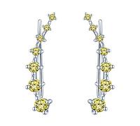 Yumilok Boucles d'oreilles femme en argent sterling 925, Boucles d'oreilles Crochet Clips cristal strass, Cadeau Anniversaire Noël