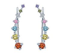 Yumilok Boucles d'oreilles femme en argent sterling 925, Boucles d'oreilles Crochet Clips cristal strass, Cadeau Anniversaire Noël