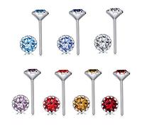 Yumilok Boucles d'oreilles femme en argent sterling 925, clous d'oreilles strass coloré, boucle oreille, anneau oreille, la pierre d'anniversaire, Cadeau Anniversaire Noël (7 paires au total)