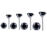 Yumilok Boucles d'oreilles femme en argent sterling 925, Clous d'oreilles strass noir à quatre griffes, Cadeau Anniversaire Noël (4 paires au total)