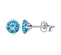 Yumilok Boucles d'oreilles femme fille, en 925 argent, Boucles d'oreilles zircon bleu, Cadeau de Noël anniversaire