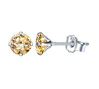 Yumilok Boucles d'oreilles femme fille, en 925 argent, Boucles d'oreilles zircon jaune, Cadeau de Noël anniversaire