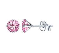 Yumilok Boucles d'oreilles femme fille, en 925 argent, Boucles d'oreilles zircon rose, Cadeau de Noël anniversaire
