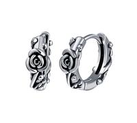 Yumilok Boucles d'oreilles pour Hommes Femmes Anneau d'oreille Inoxydable Rétro Bagues d'oreilles Fleur Bijoux Fantaisie Street Hippie Créoles Adolescents Décoration