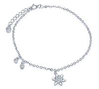 Yumilok Bracelet extensible femme en argent 925 et zirconium blanc d'argent la neige de flocon élégant brillant chaîne de maillon