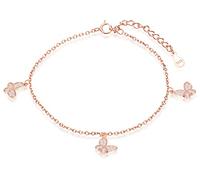 Yumilok Bracelets de cheville, en argent 925, bracelet de cheville femme fille, Bracelet de cheville d'été, bracelet de papillon, zircon incrusté, élégant, chaîne ajustable, or rose