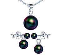 Yumilok Collier de perles pour femme - Boucles d'oreilles - Boucles d'oreilles en perles - Bijoux de mariée - Parure de bijoux pour femme, Argent sterling Perle, Perle