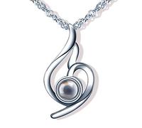 Yumilok Collier en argent 925 pour femme, Pendentif élégant incrusté de pierre de verre, Je t'aime en 100 langues, Cadeau de Noël anniversaire