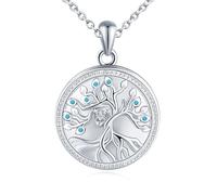 Yumilok collier femme arbre de vie ouvert photo collier bleu zircone 925 argent sterling