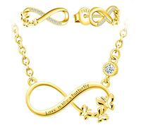 Yumilok collier femme fille, boucles d'oreilles femme, ensemble de bijoux, collier pendentif et boucle d'oreille papillon symbole d'infini, collier et clou d'oreille en argent 925, zircon incrusté