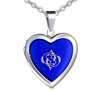 Yumilok Collier Médaillon Cœur pour Femme Homme, Collier Sautoirs en Acier Inoxydable et Alliage, Collier à Motif de Signes du Zodiaque, Les Poissons, Pendentifs cœur à Changement de Couleur