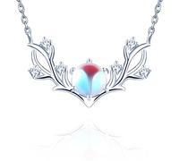 Yumilok Collier Pendentif en Argent 925 pour Femmes Filles Collier Fleur Serti de Pierre de lune Design Unique Pendentif Zirconia Collier Elégant de Mariage