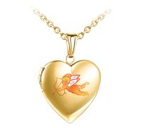 Yumilok Collier Photo Personnalisé avec Médaillon en Acier Inoxydable, Pendentif Ouvrable Cœur avec Chaîne 50cm en Or