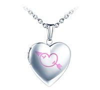 Yumilok Collier Photo Personnalisé, Collier Pendentif cœur Médaillon en Acier Inoxydable, Pendentif ouvrable Photo Locket, Collier gravé cœur, avec chaîne 50cm, Collier commémoratif