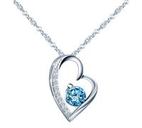 Yumilok Collier zircon pour femmes et filles, Collier en argent 925, Collier pendentif diamant élégant, Collier cœur irrégulier brillant, avec une belle chaîne de Singapour, bleu