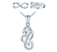 Yumilok Ensemble de bijoux animal unique, collier et boucles d'oreilles femme fille, Collier et boucle d'oreille en argent 925, collier pendentif et clou d'oreille serpent mignon, Zircon, argent